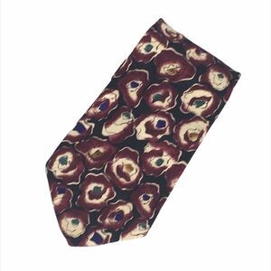 Chez Roffe Floral Tie Maroon Black Cream